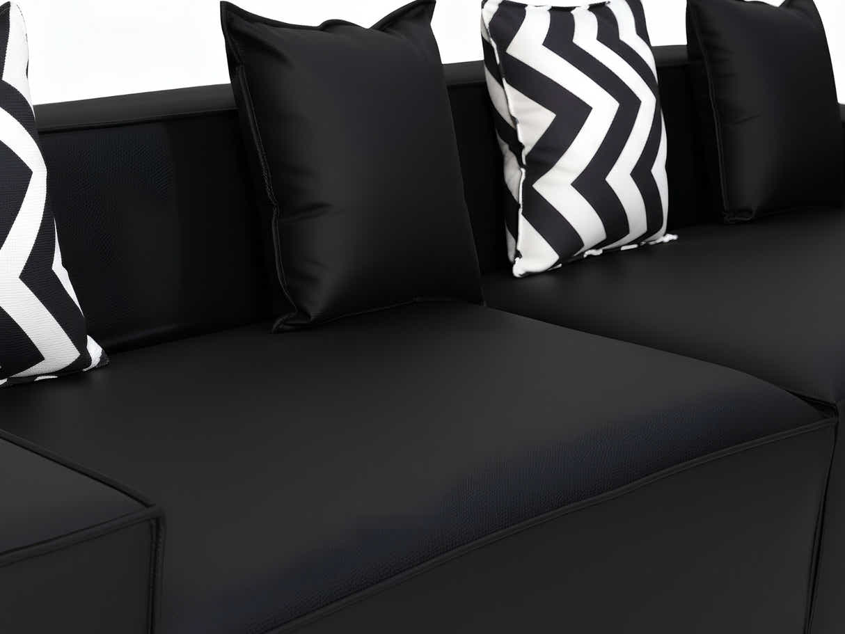 Loretta PU Leather Sofa - Black