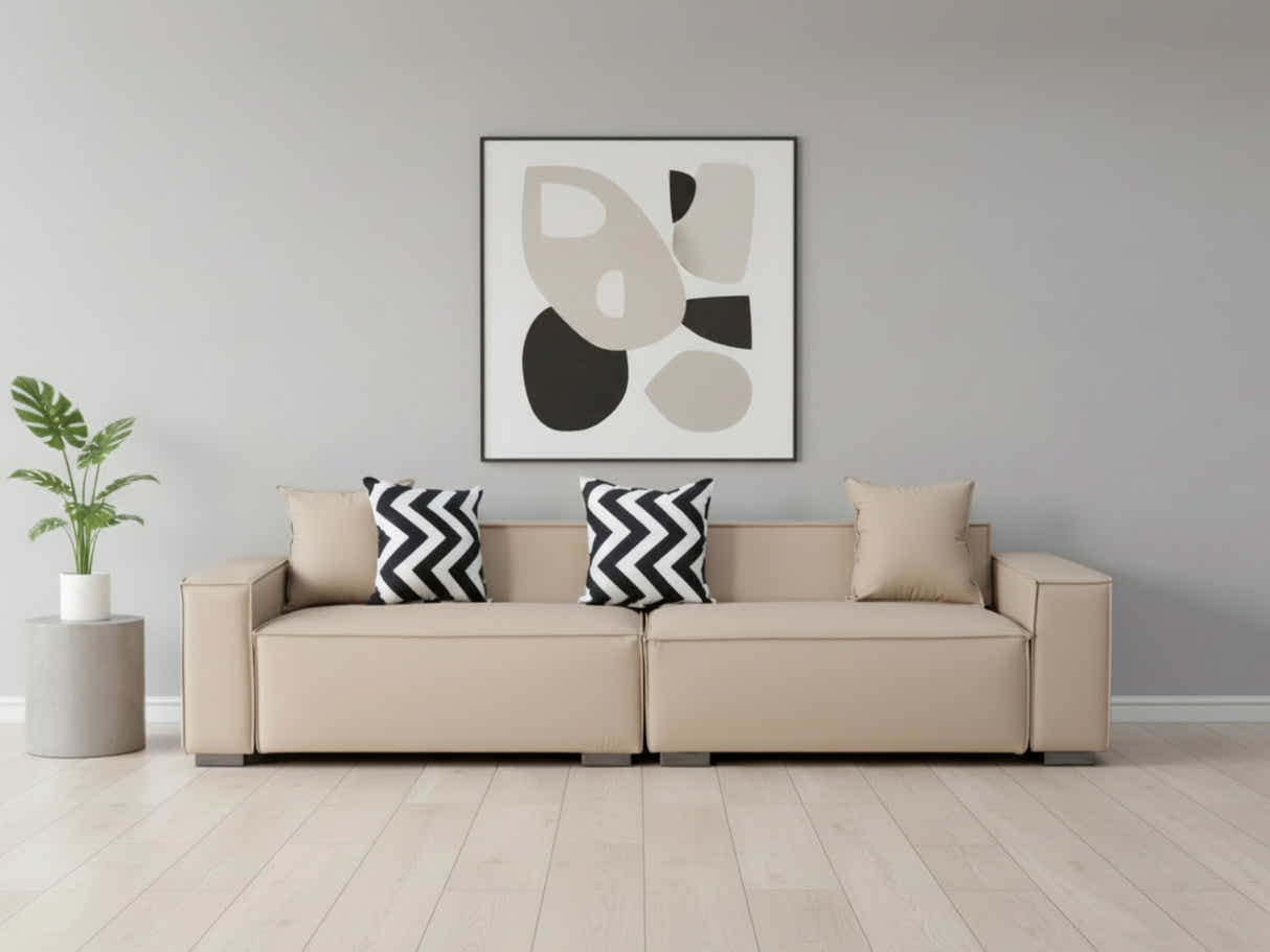 Loretta PU Leather Sofa - Beige