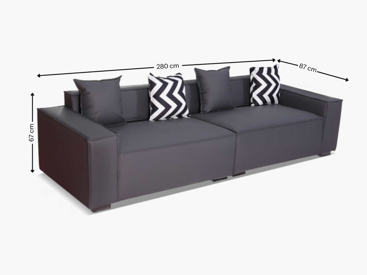Loretta PU Leather Sofa - Grey