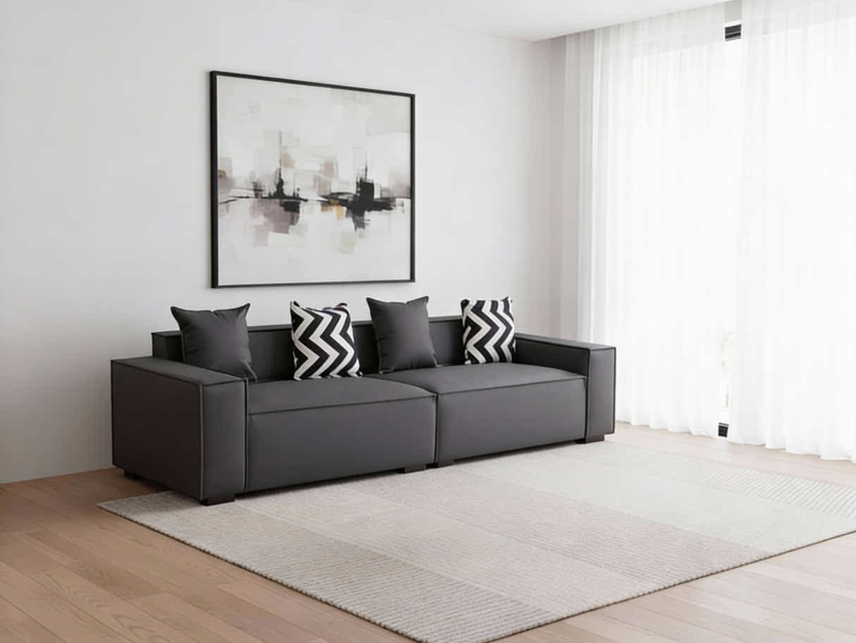 Loretta PU Leather Sofa - Grey