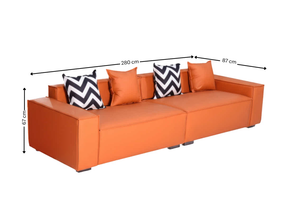 Loretta PU Leather Sofa - Orange