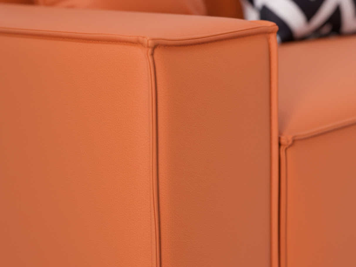 Loretta PU Leather Sofa - Orange