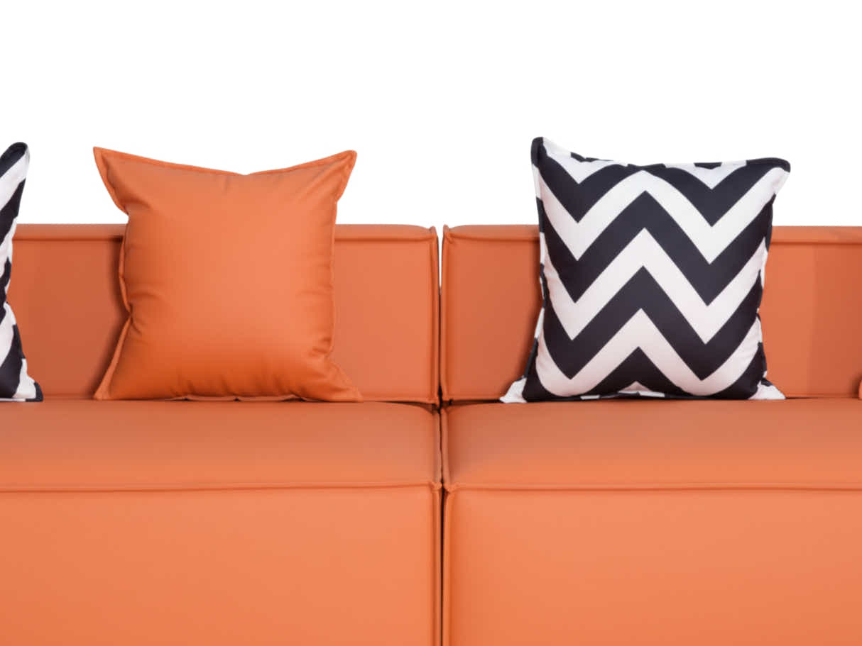 Loretta PU Leather Sofa - Orange
