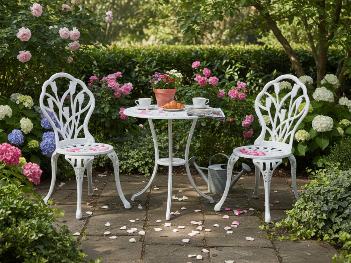 Ornato Cast Aluminum Bistro Set – White