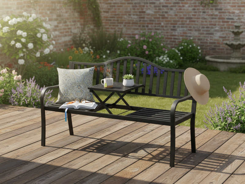 Arteferro Garden Bench with Fold Table