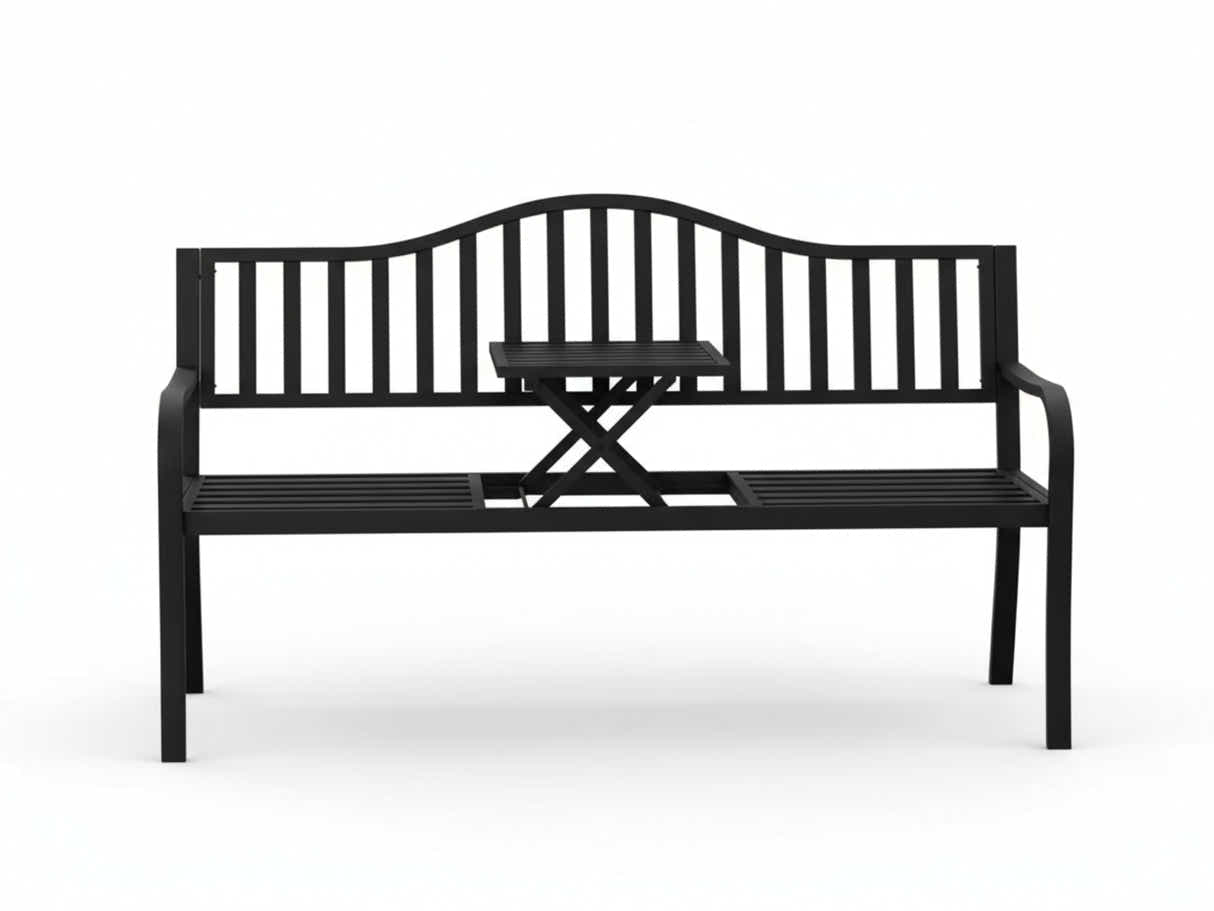 Arteferro Garden Bench with Fold Table - Black