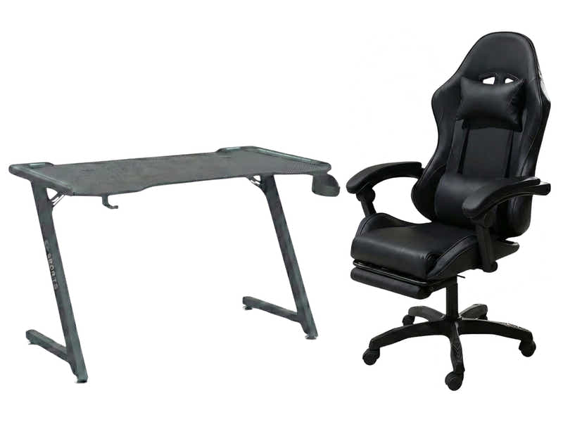 Gaming Table KZ-1 120cm with Wireless Charger and Mouse Pad & Faron Gaming Chair PVC Black