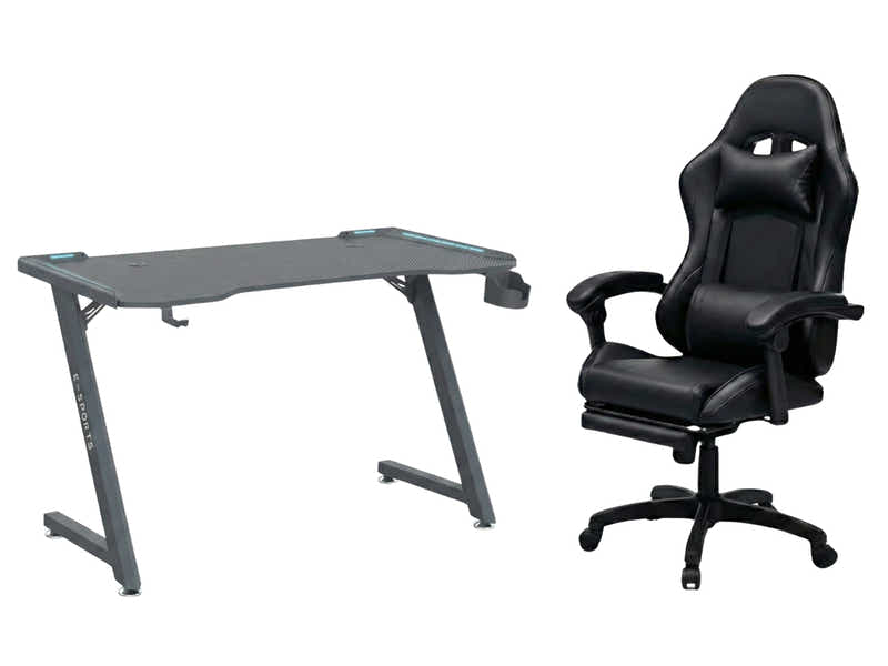 Gaming Table KZ-1 120cm with Wireless Charger and Mouse Pad & Nicola Gaming chair PVC Black