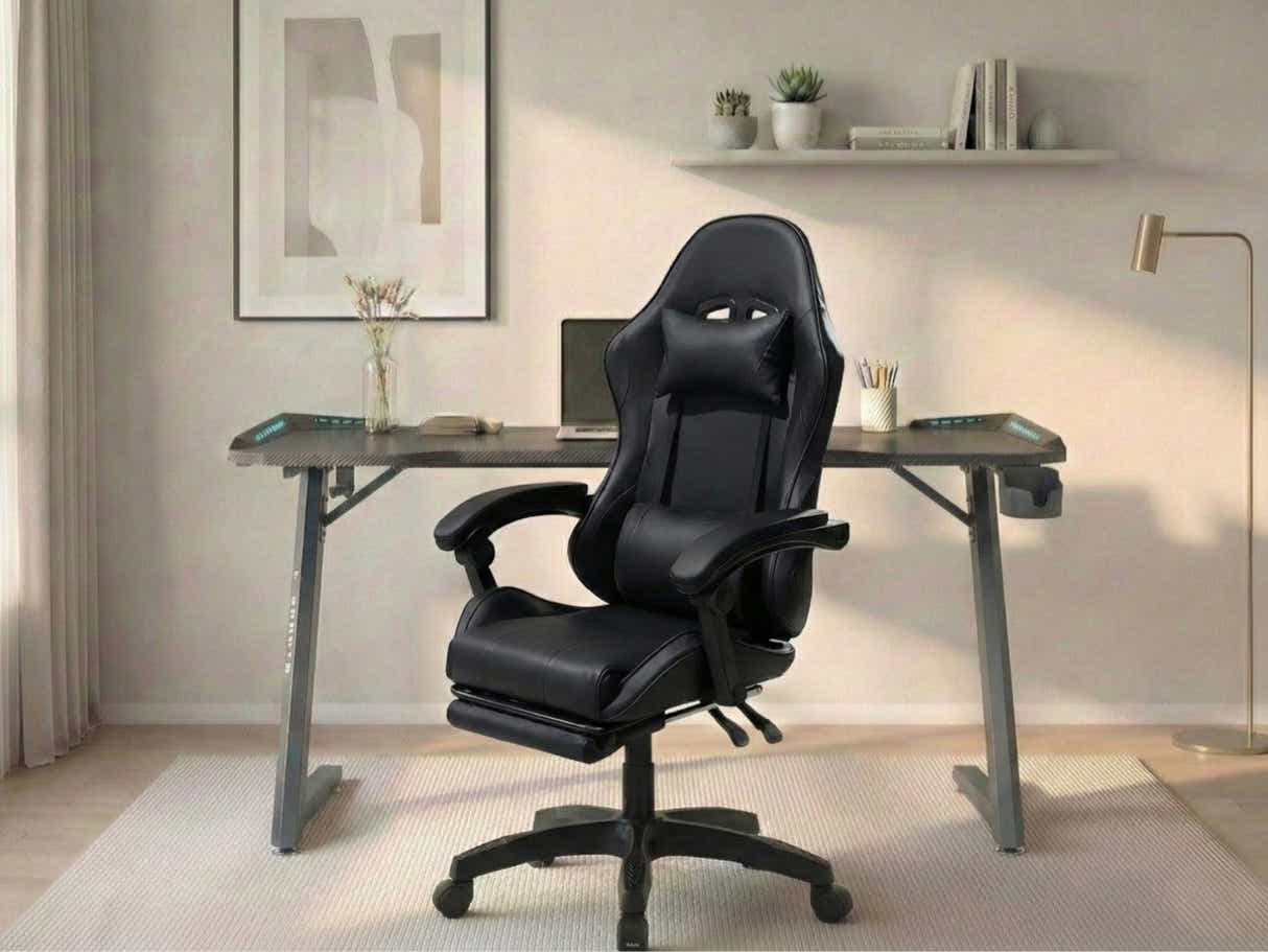 Gaming Table KZ-1 140cm with Wireless Charger and Mouse Pad & Faron Gaming Chair PVC Black