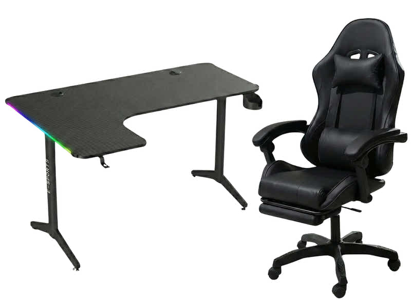 Gaming Table L2L LEFT 160CM & Faron Gaming Chair PVC Black