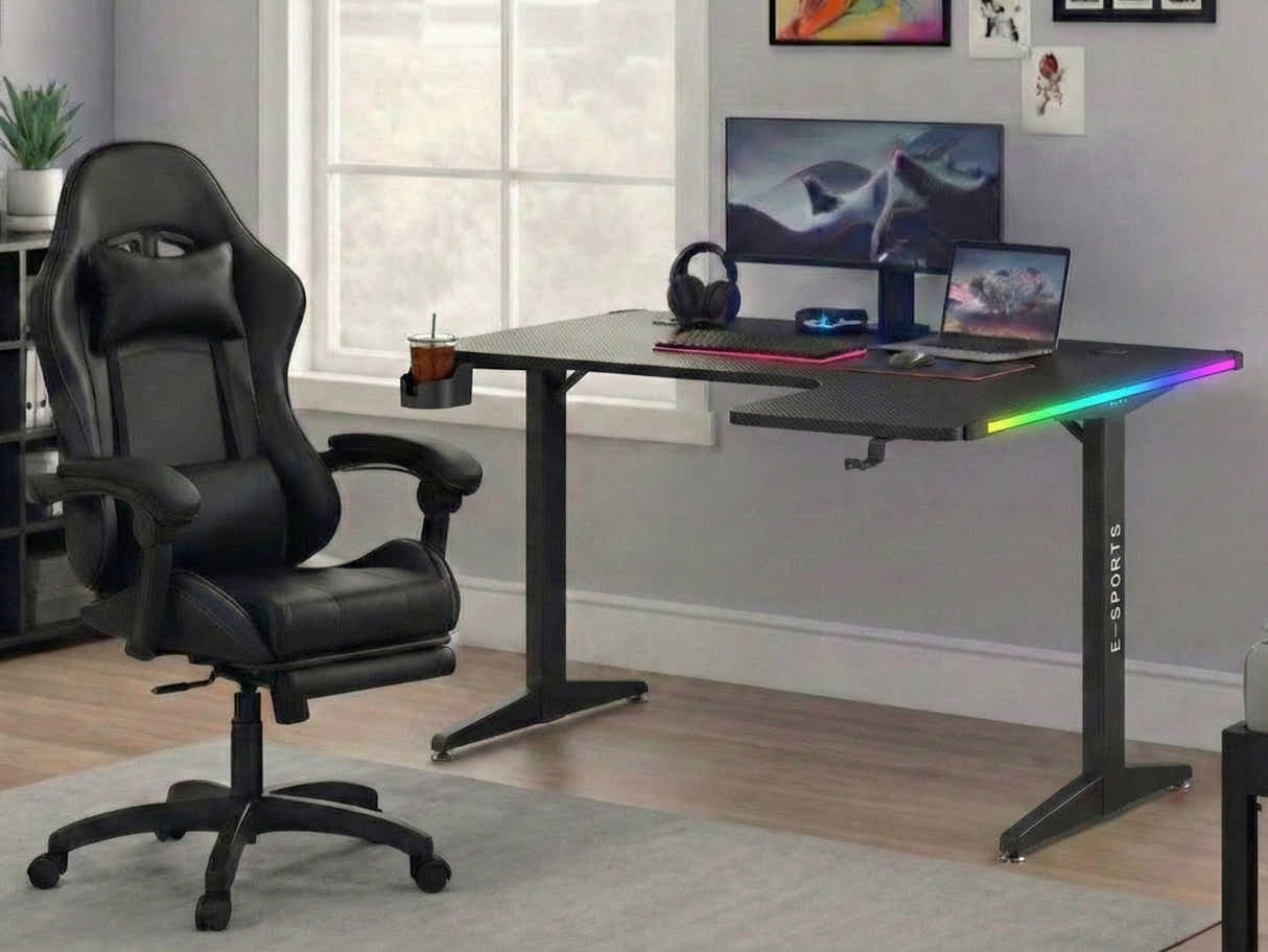 Gaming Table L2R Right 160CM & Nicola Gaming chair PVC Black