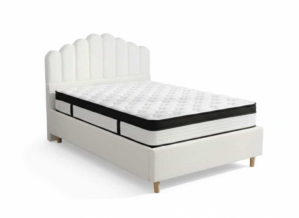 Shelley Boucle Bed Frame & Euro Top Mattress G31 - Queen