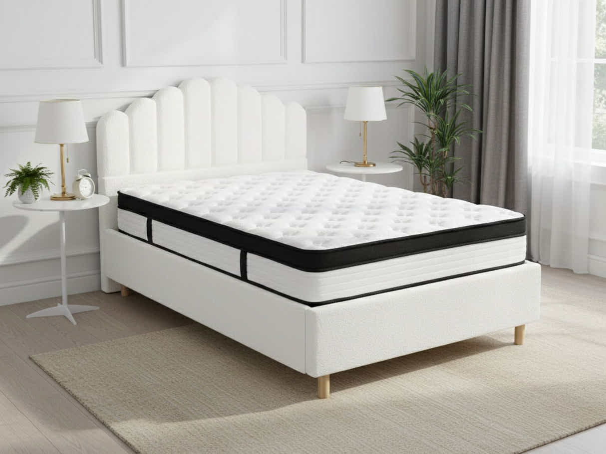 Shelley Boucle Bed Frame & Euro Top Mattress G31 - Queen