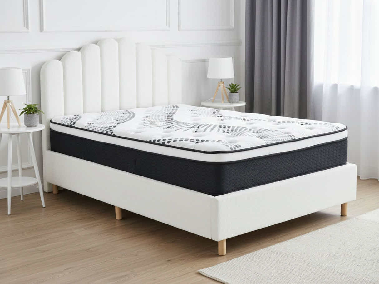 Shelley Boucle Bed Frame & Euro Top Mattress J32 - Queen