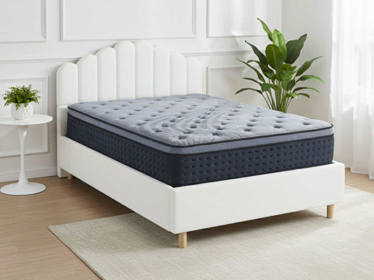 Shelley Boucle Bed Frame & Euro Top Mattress B34 - Queen