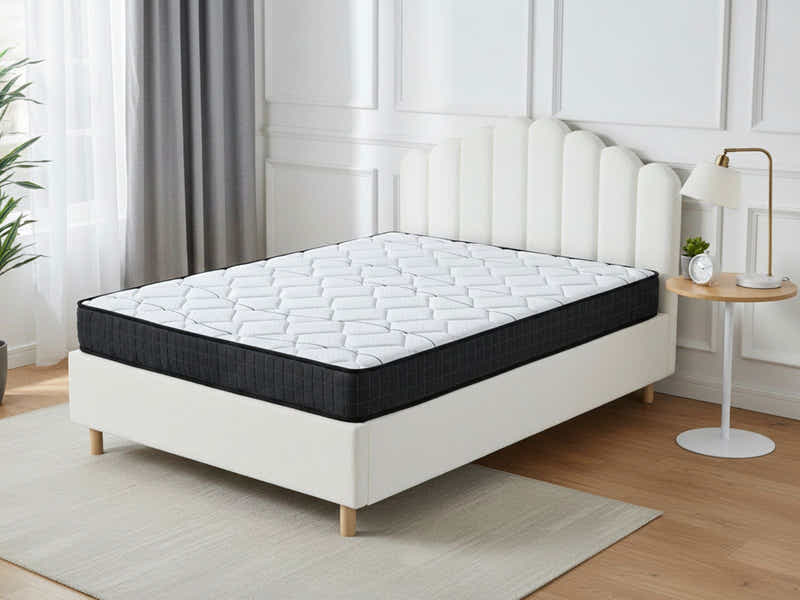 Shelley Boucle Bed Frame & Xclusive Pocket Spring Mattress X20 - Queen (Combo)