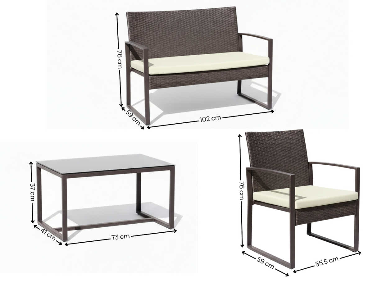 Thea 4-Piece Outdoor Set - Brown + White
