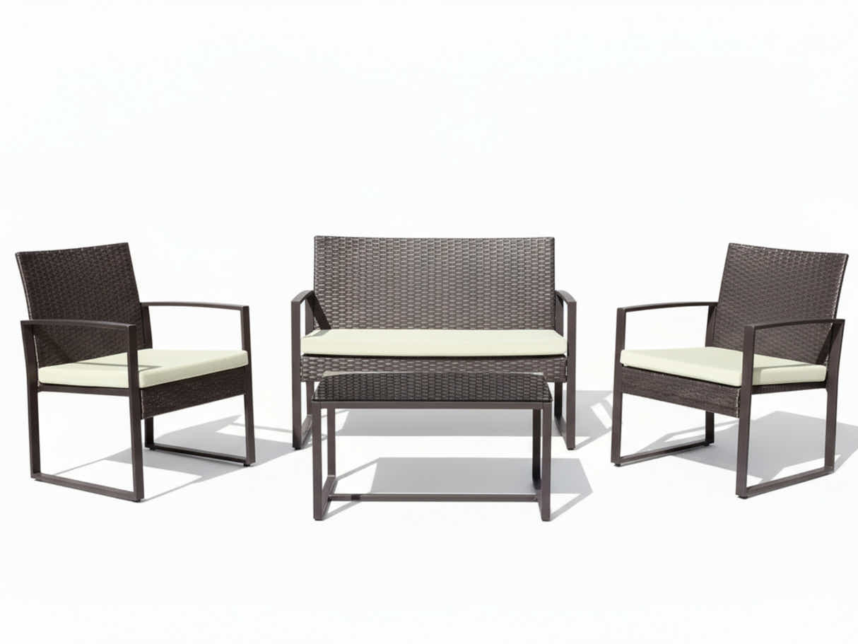 Thea 4-Piece Outdoor Set - Brown + White