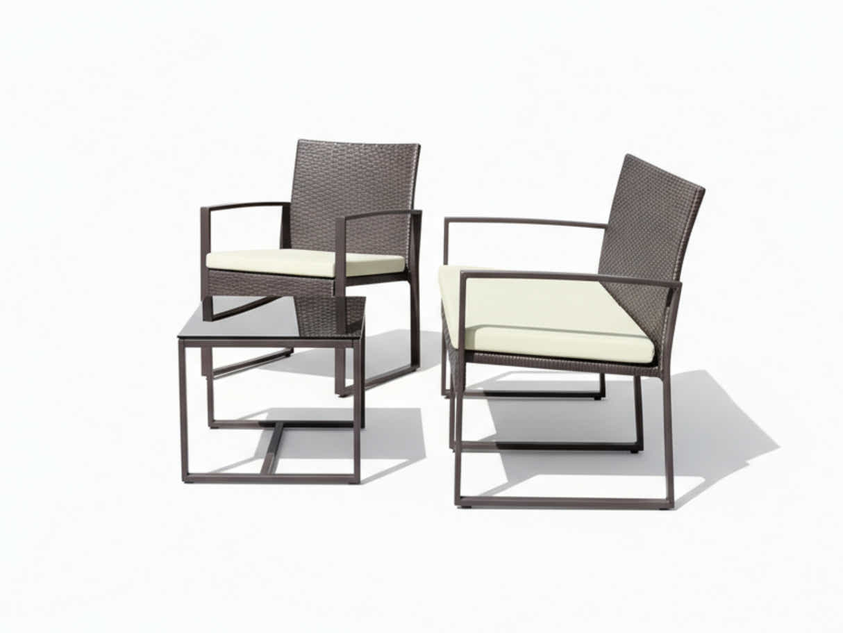 Thea 4-Piece Outdoor Set - Brown + White