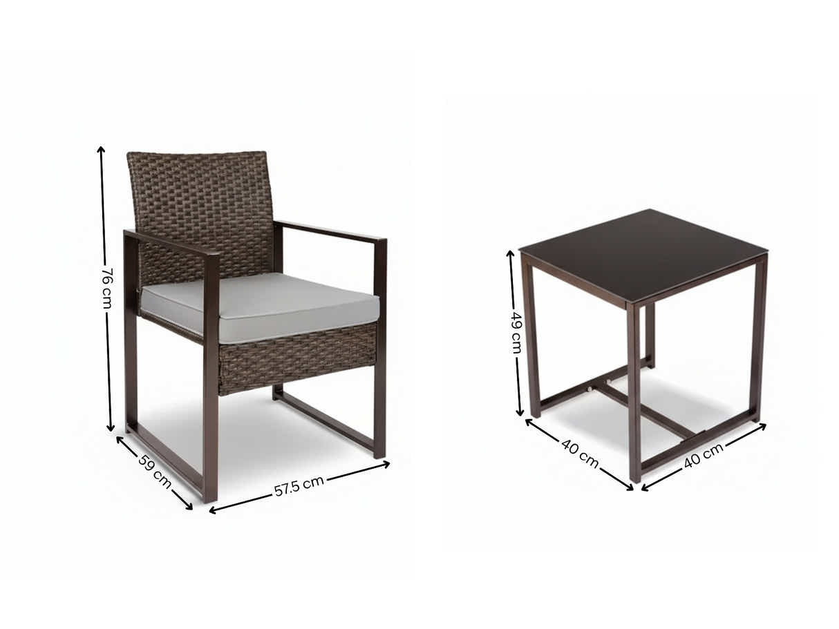 Livonia Outdoor Rattan Set - Brown + Grey