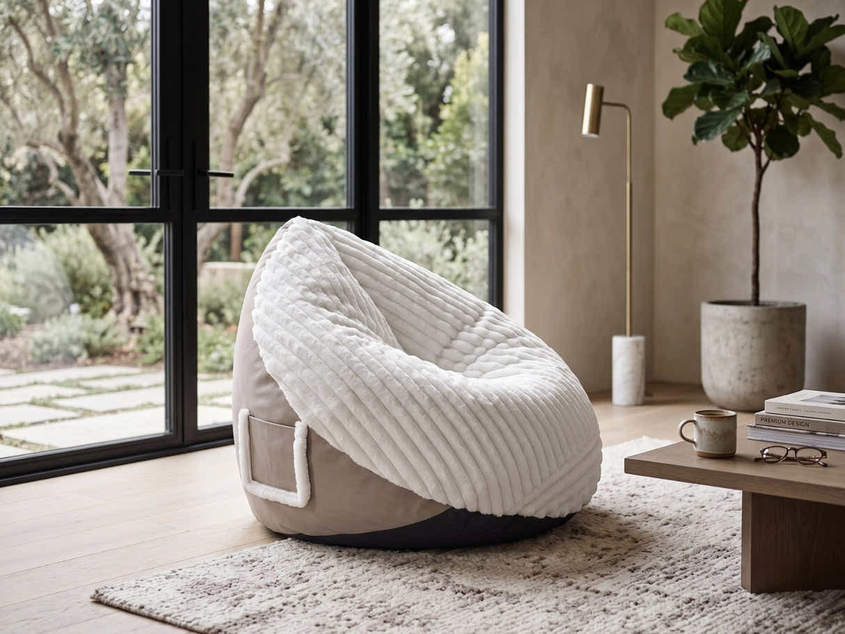 Leaf-Shaped Foam Bag Chair - White