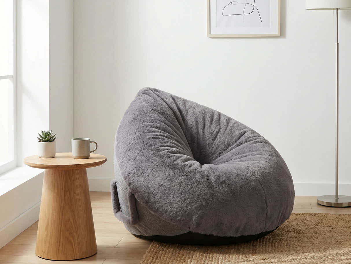 Leaf-Shaped Foam Bag Chair - Grey