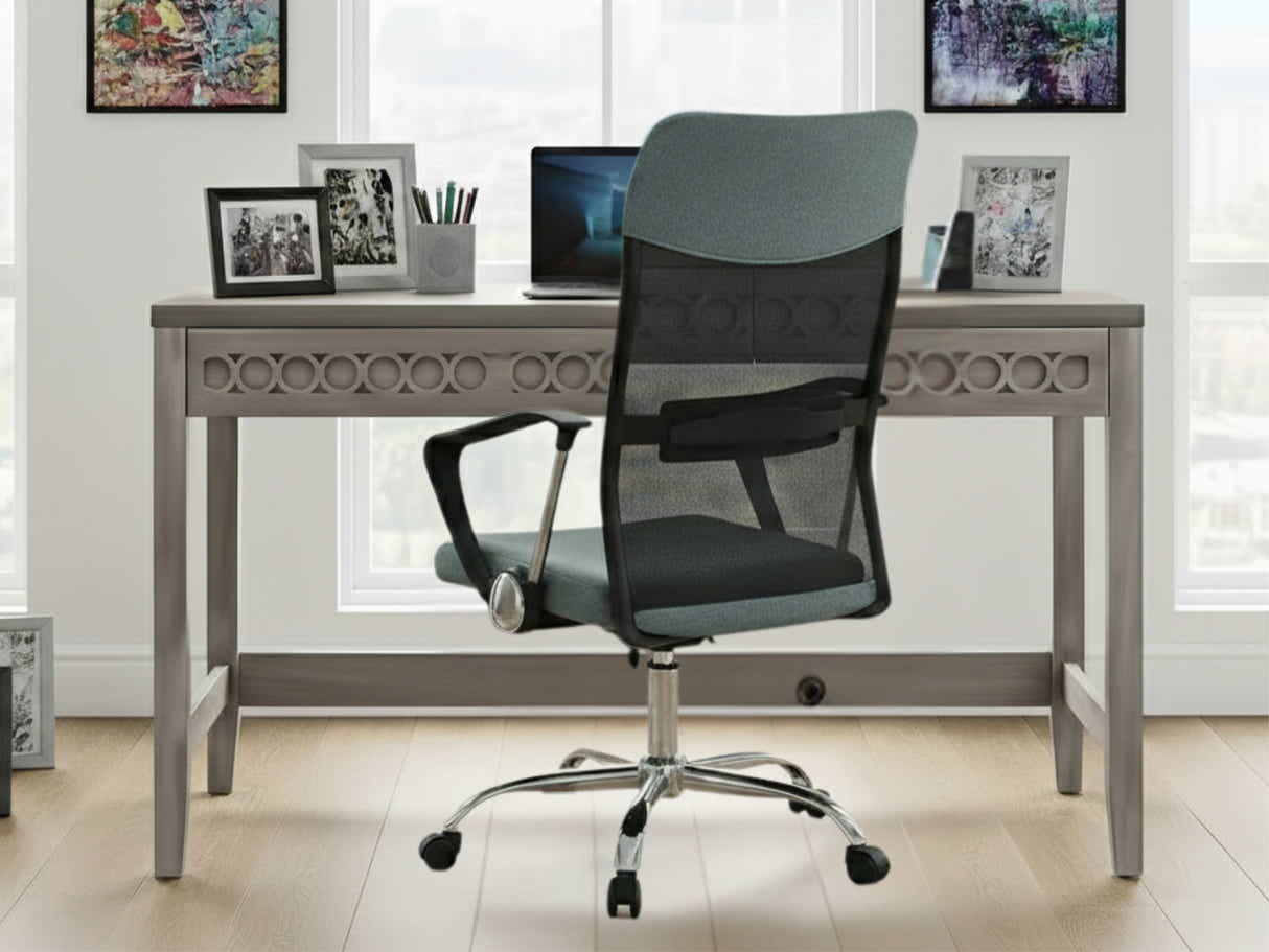 Home & Office Desk With Storage Drawer & Meshmallow Office Chair 001 grey