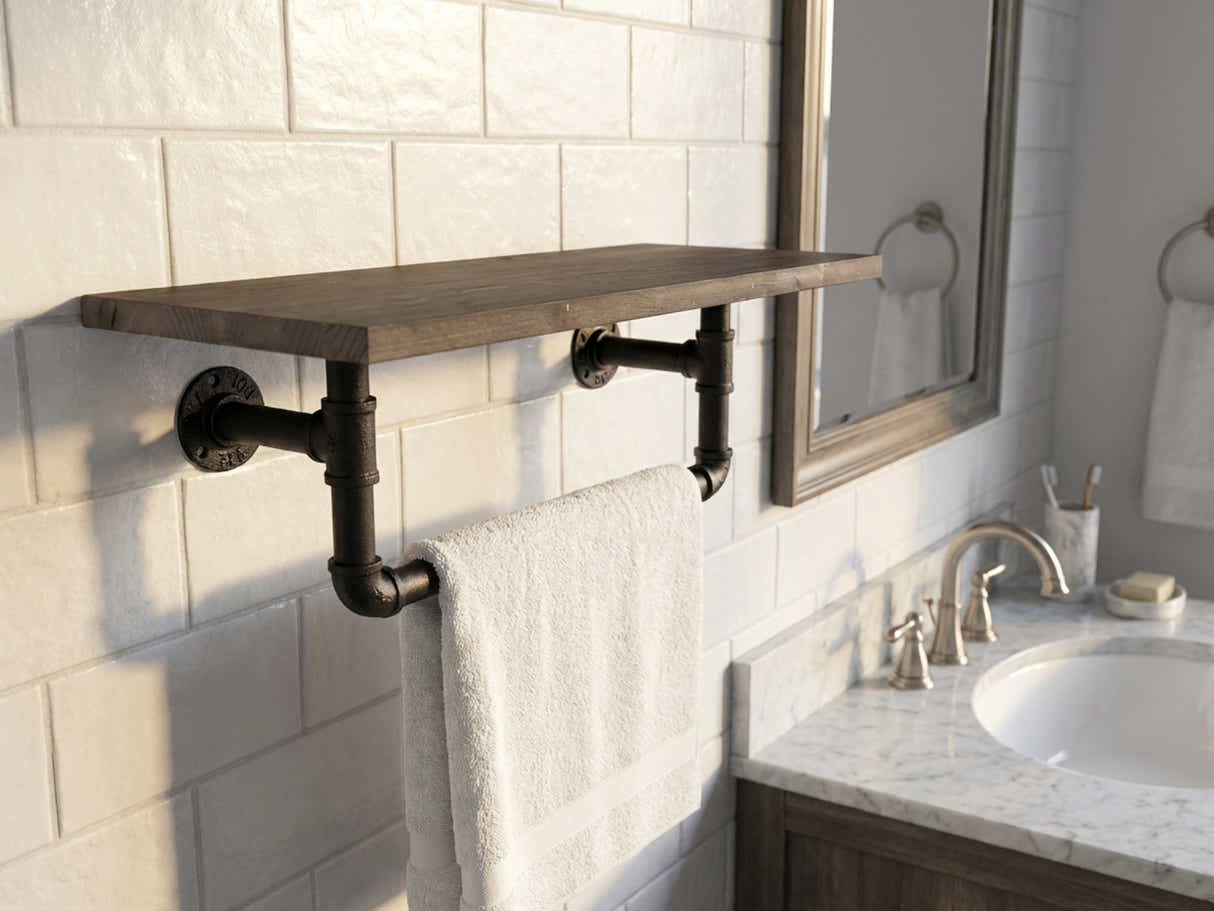 Pipe Shelf with Towel Rack