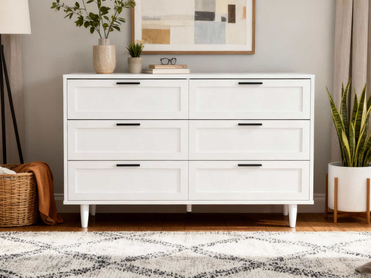 Rechteck 6-Drawer Lowboy - White