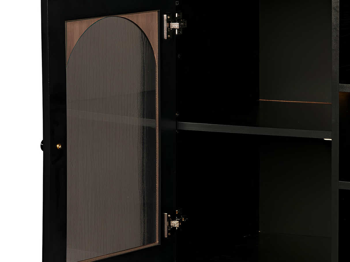 Cambre Black Sideboard with Glass Door - 120 cm