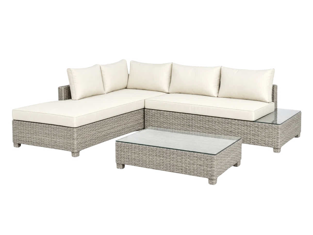 3-Piece Outdoor Sofa Set - Grey + Beige