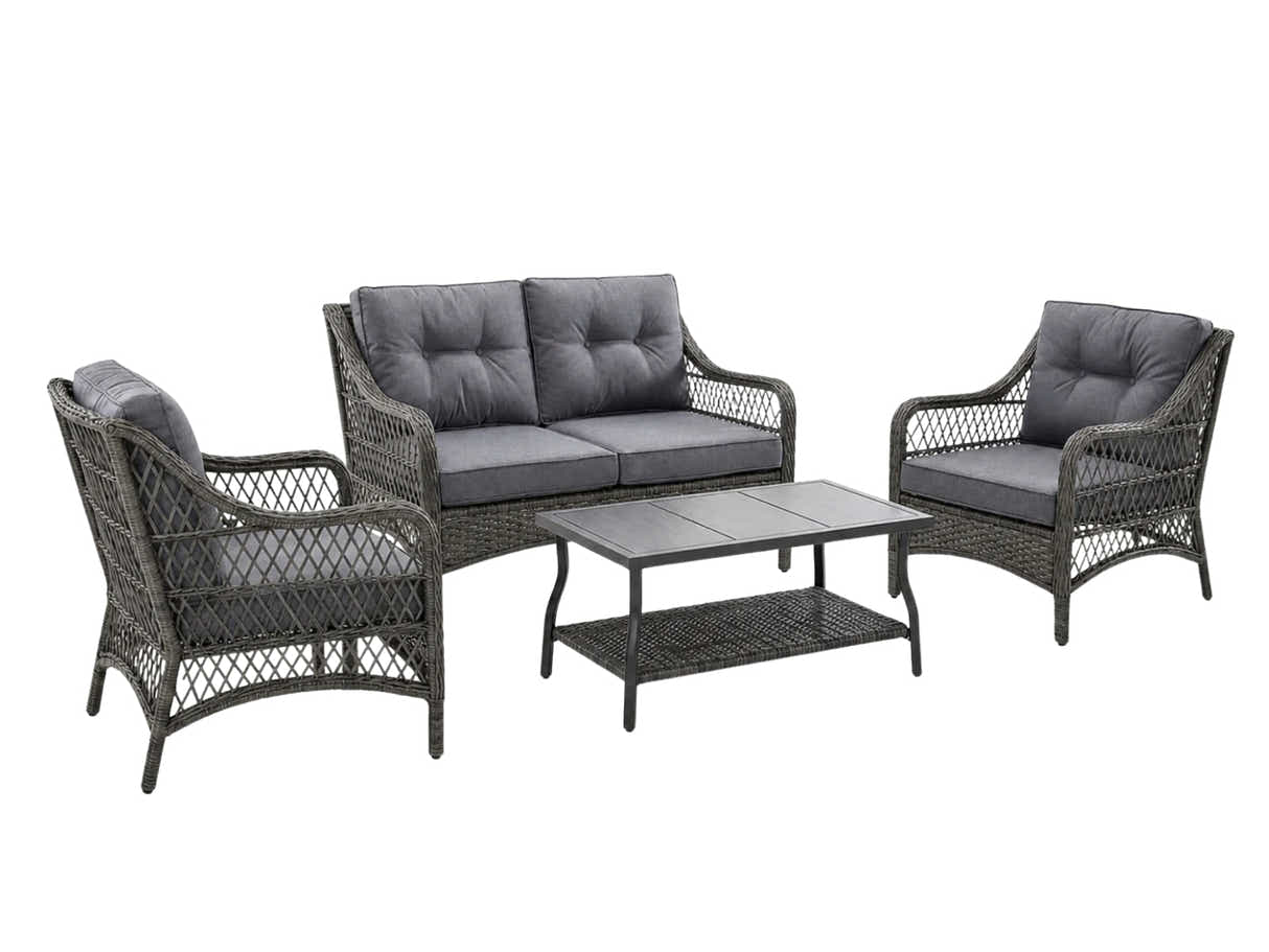 4-Piece Outdoor Sofa Set - Brown + Grey