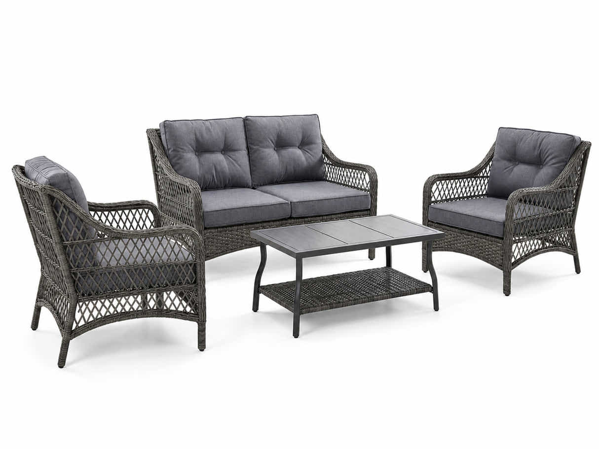 4-Piece Outdoor Sofa Set - Brown + Grey