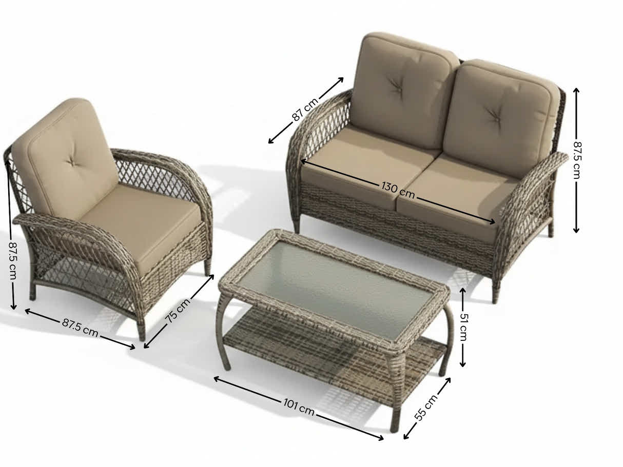 4-Piece Outdoor Sofa Set - Brown