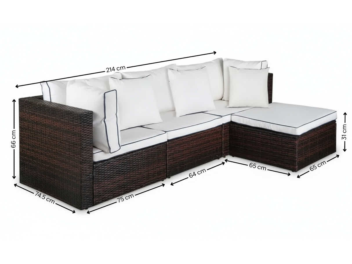 Hampton 4-Piece Outdoor Sofa Set - Brown + Cream