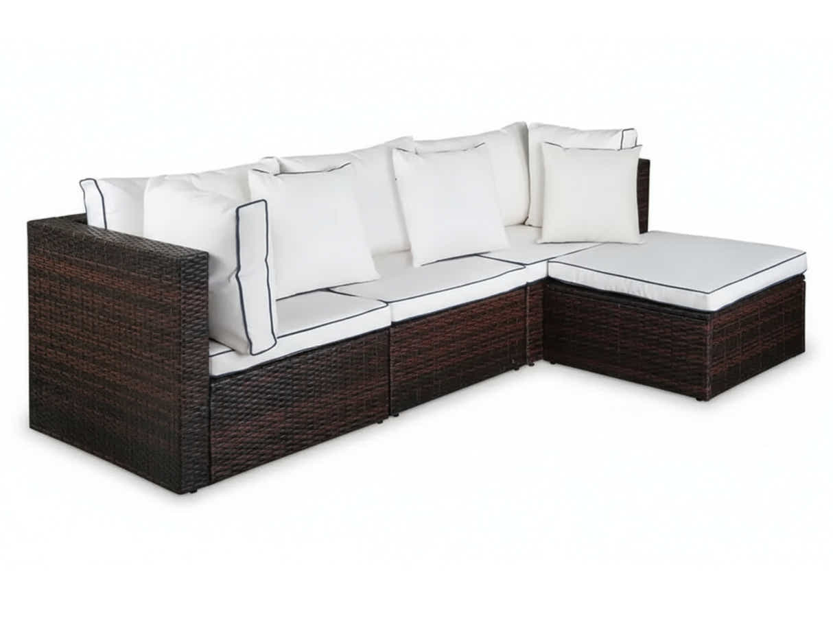 Hampton 4-Piece Outdoor Sofa Set - Brown + Cream