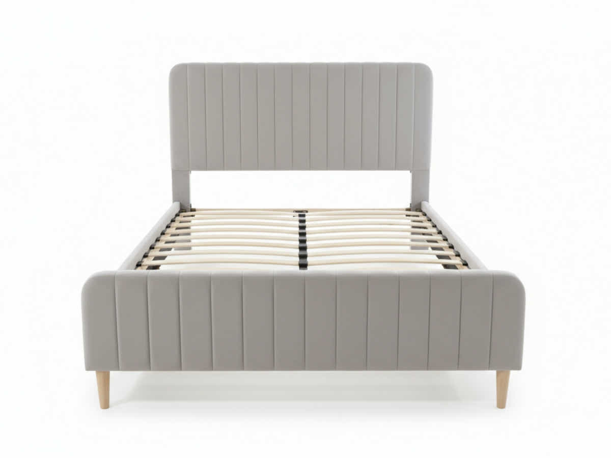 DS Edina Velvet Bed Frame Grey - Queen