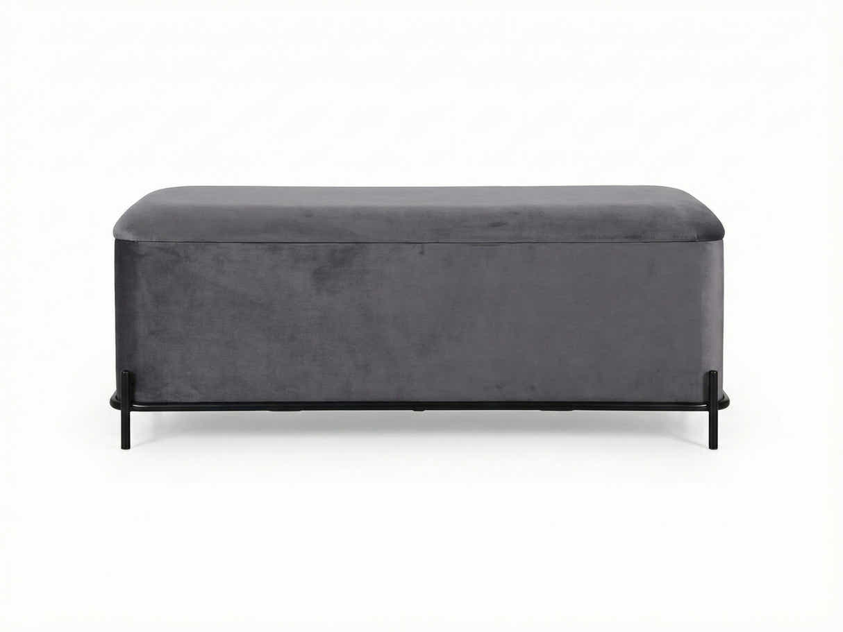 Delani Velvet Ottoman Bench With Storage - Charcoal