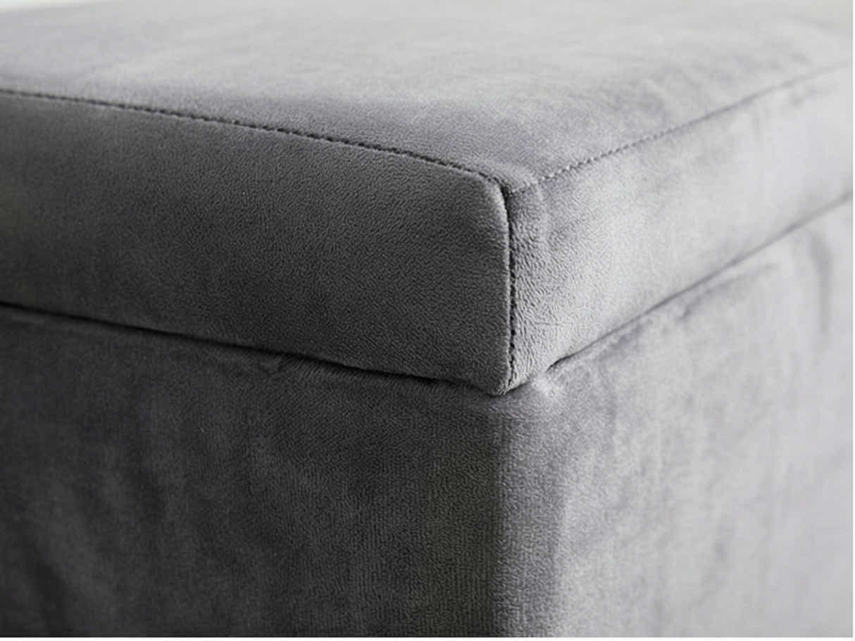 Delani Velvet Ottoman Bench With Storage - Charcoal
