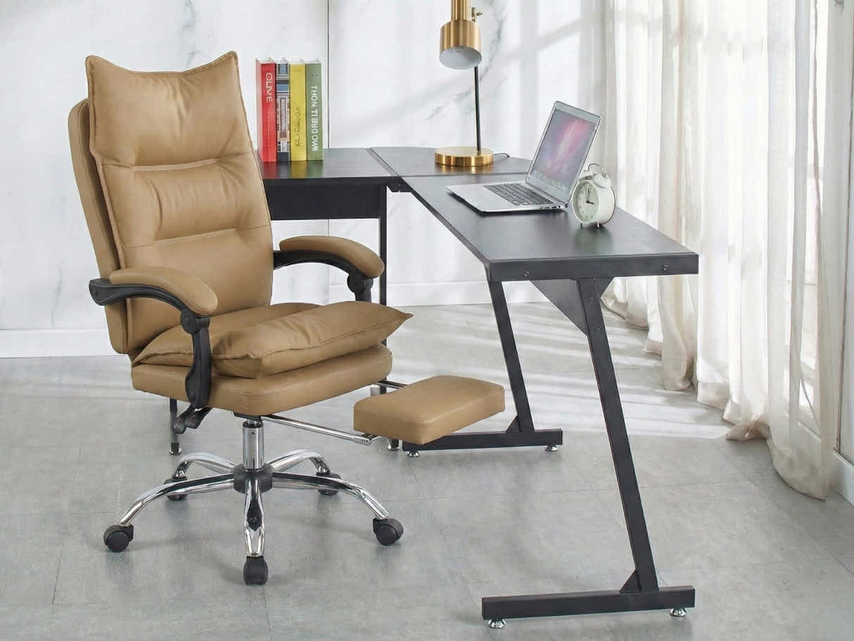 Corner Desk & New Markus Office Chair with Footrest PU Khaki