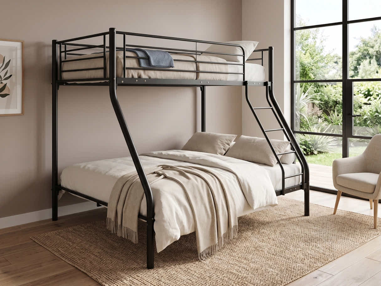 DS Metal Triple Bunk Bed - Black