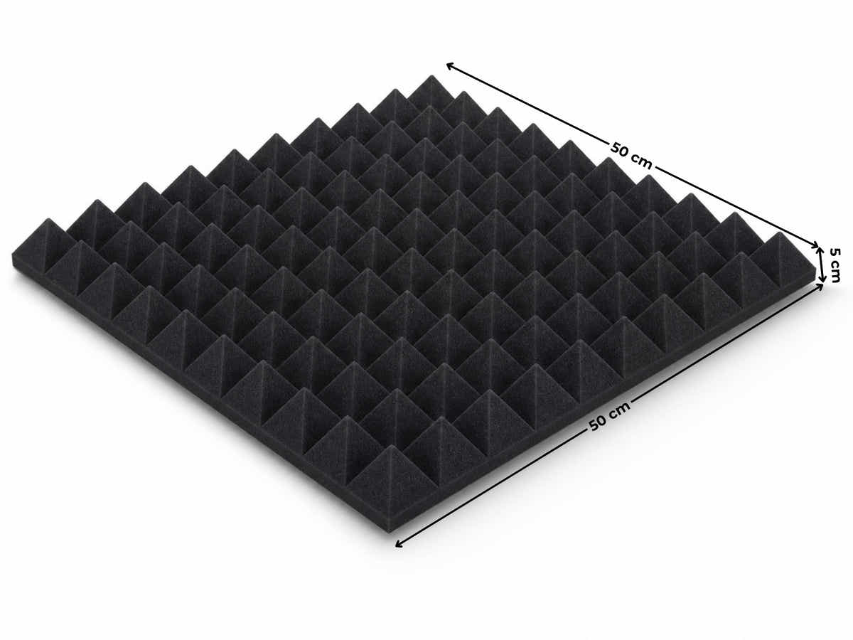 Pyramid Acoustic Foam Panels 50 × 50cm – 12 Pack