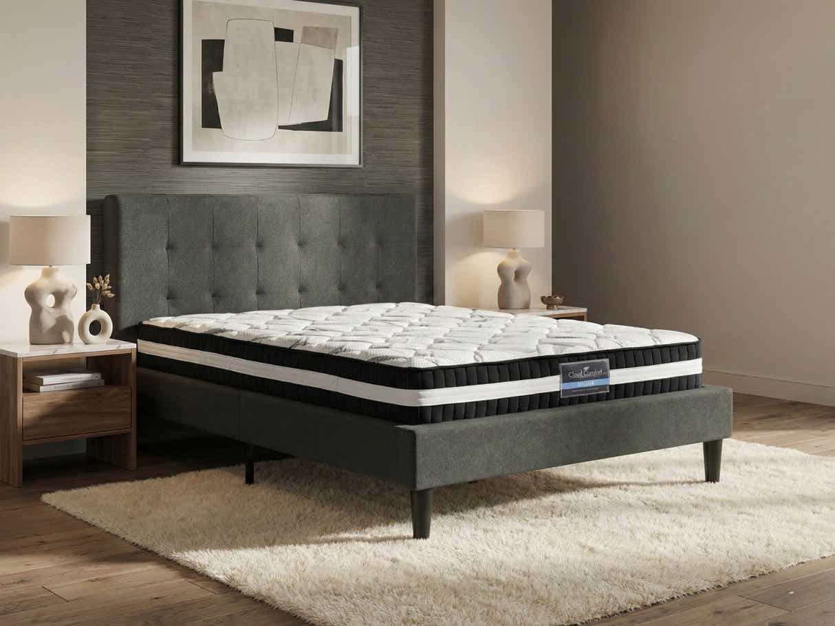 Soni Linen Bed Frame & Euro Top Mattress L30 - Double