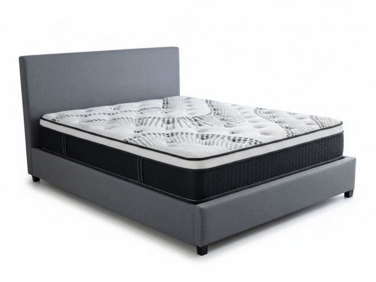 Bass Storage Bed Frame Grey & Euro Top Mattress J32 - Double
