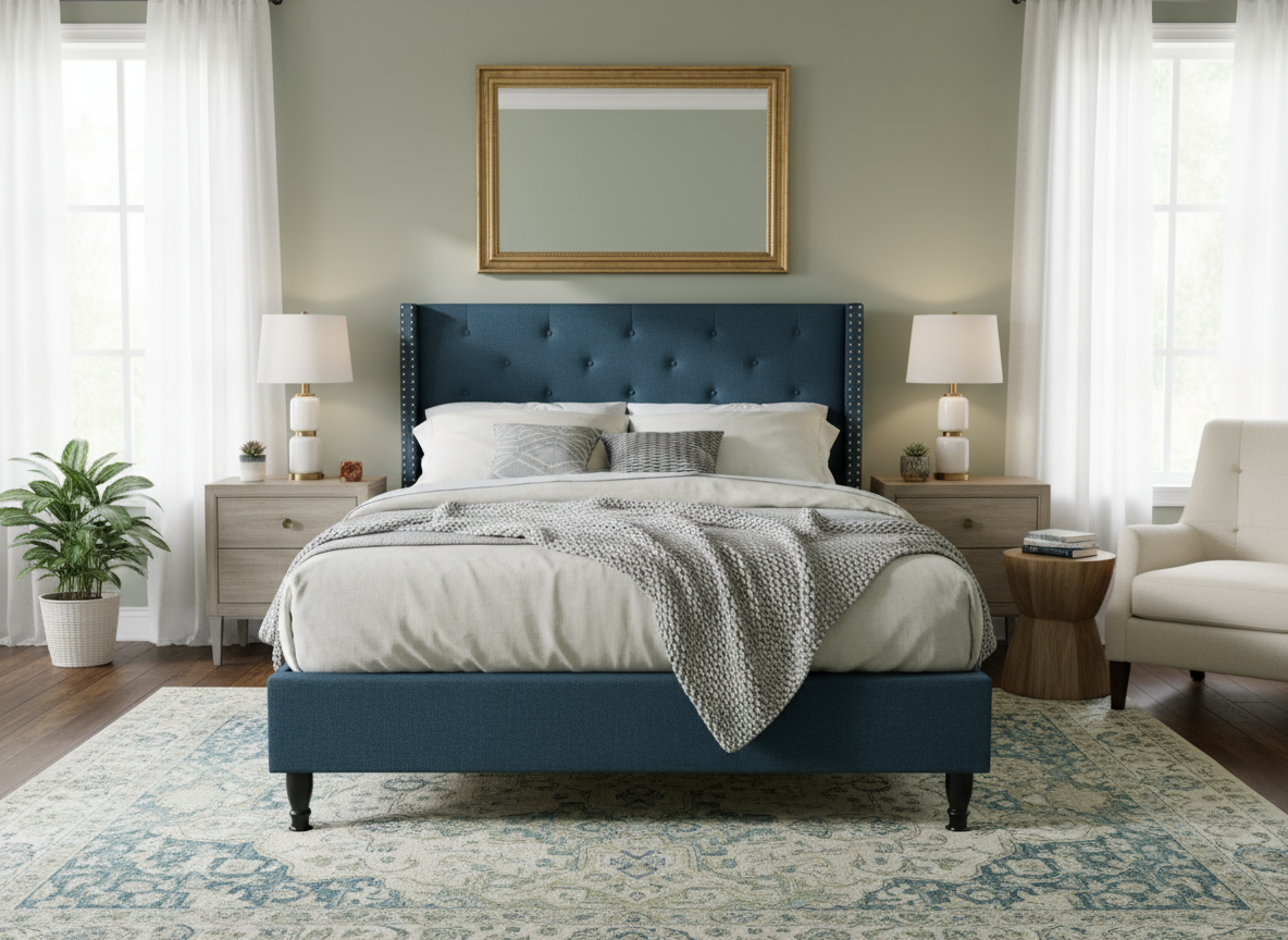 New Lisbeth Bed Frame Blue - Queen