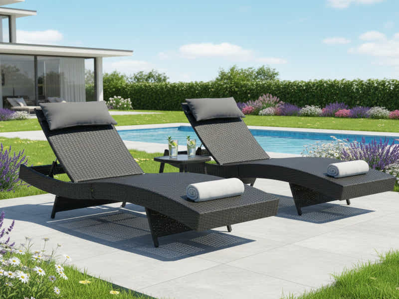 Outdoor Sun Lounger with Aluminium Frame - Set of 2