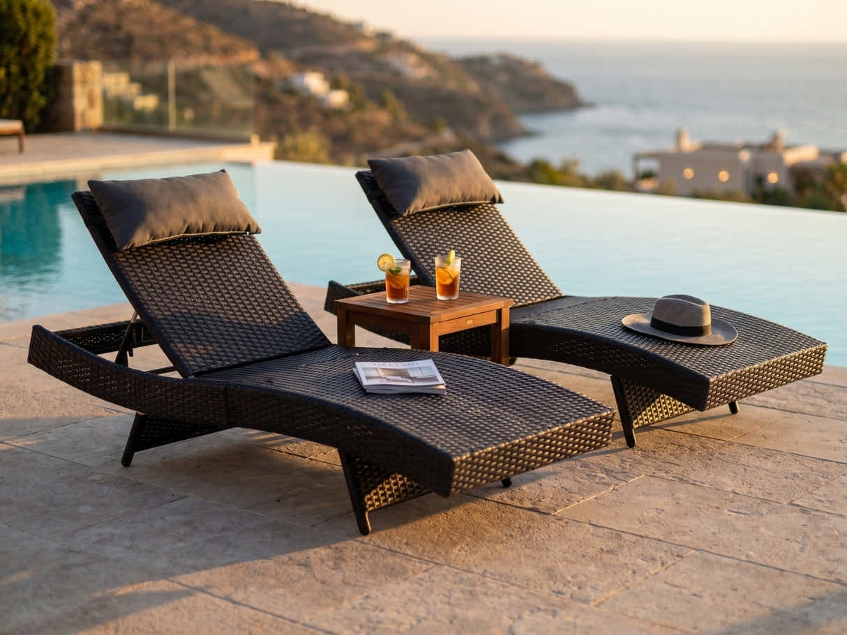 Outdoor Sun Lounger with Aluminium Frame - Set of 2