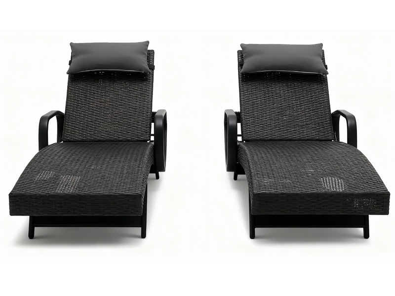 Outdoor Sun Lounger with Aluminium Frame - Set of 2