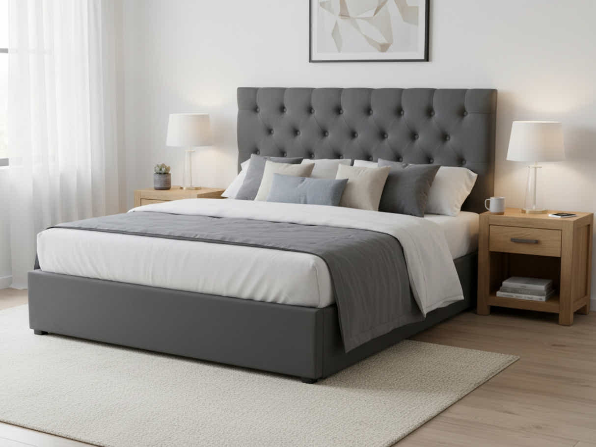 Rakel Fabric Headboard Grey - Queen