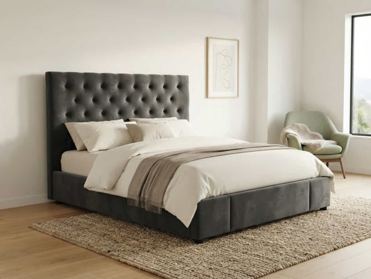 Rakel Fabric Headboard Grey - Queen